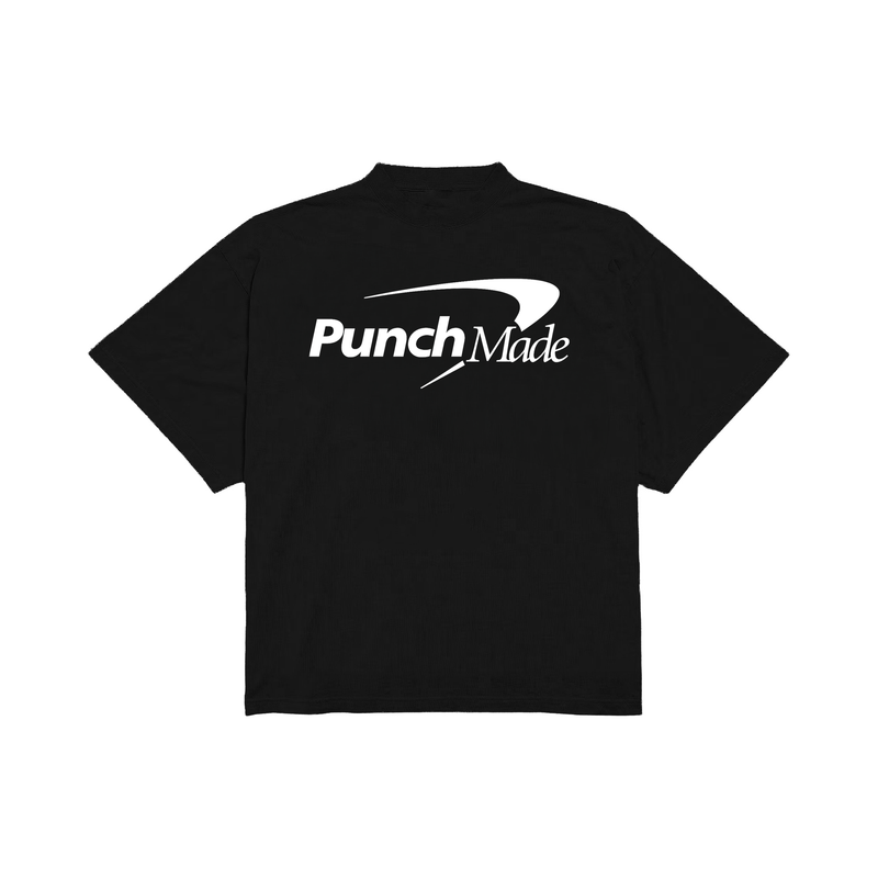 Punchmade Capital shirt in black, front graphic