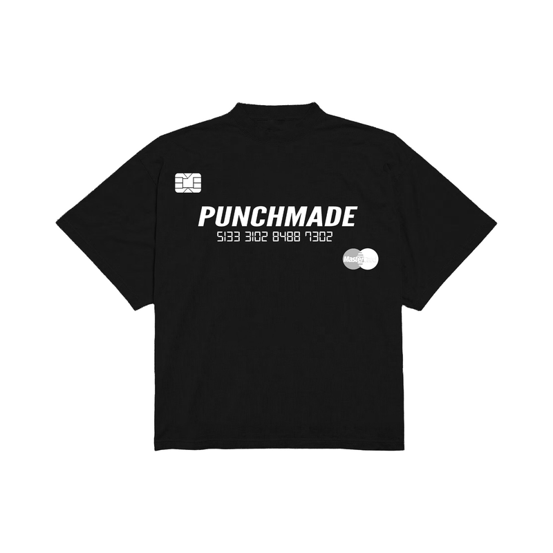 Punchmade Cardholder shirt in black, front graphic